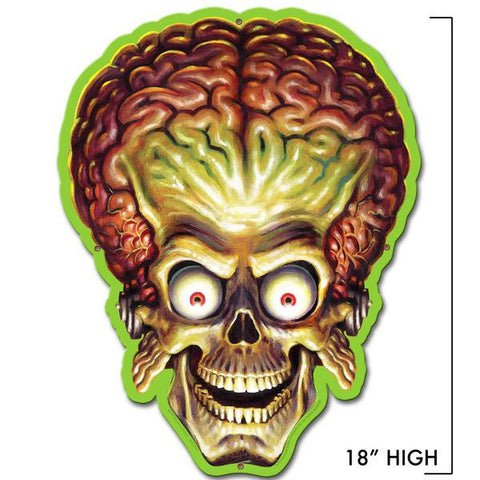 'Mars Attacks' Alien Invader Head Metal Sign
