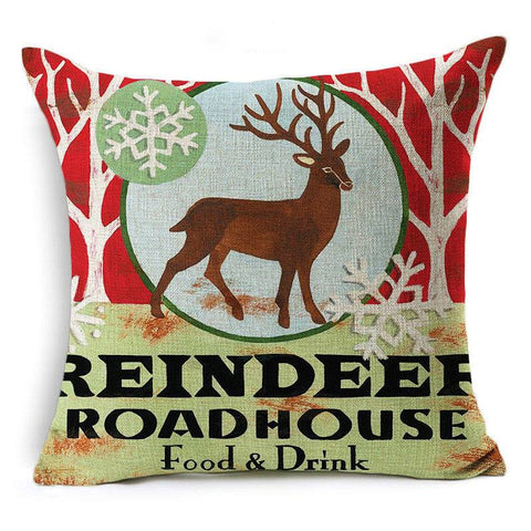 Scatter Cushion 'REINDEER ROADHOUSE' Retro Christmas