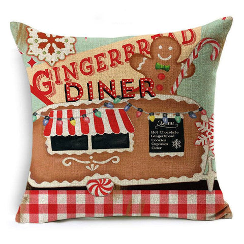 Scatter Cushion 'Gingerbread Diner' Retro Christmas