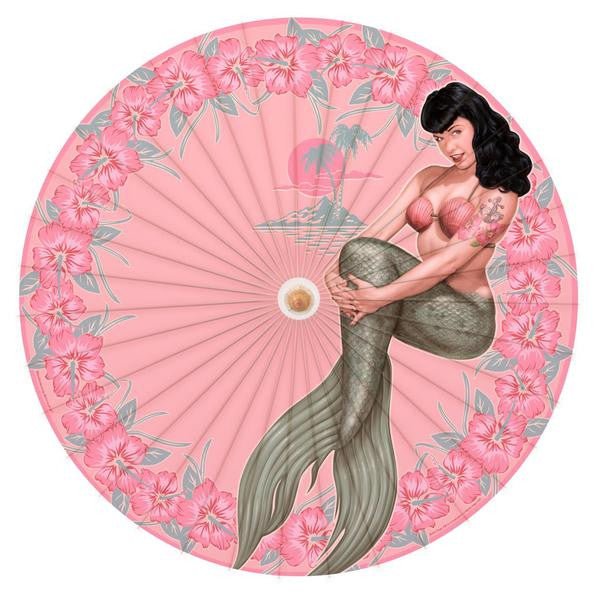 Bettie Page Mermaid Pin Up Parasol