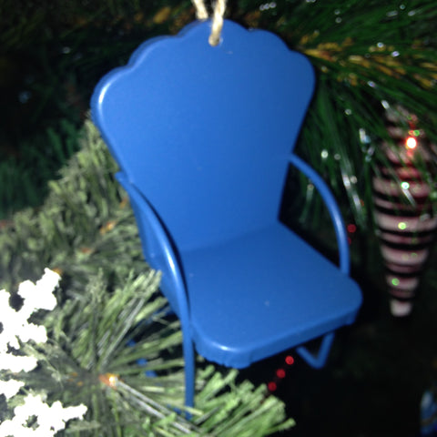 Micro Lawn Chair Christmas Ornament Blue