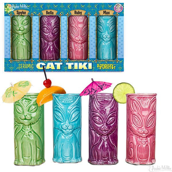 Ceramic Cat Tiki Mugs.