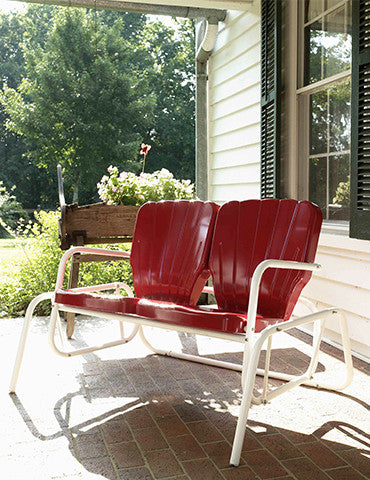 Red thunderbird metal lawn glider chairs 